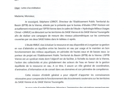 Accréditation pour campagne de mesure de niveau d’eau