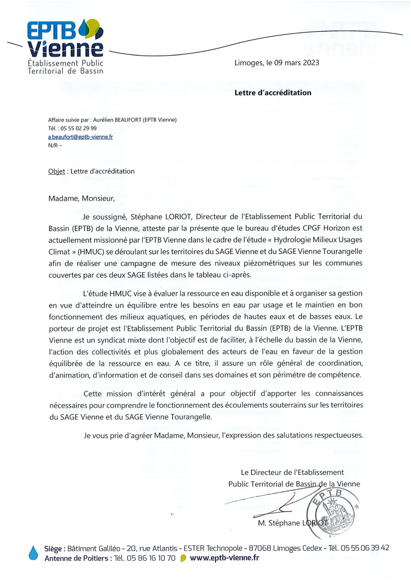 Lettre Accréditation