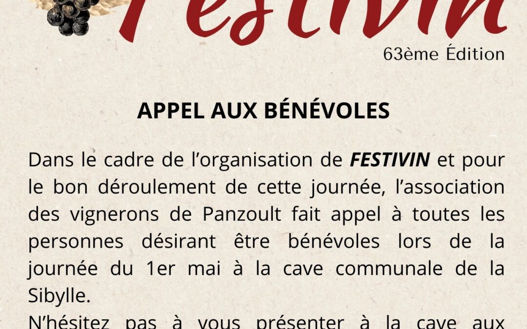 Appel Bénévoles FESTIVIN 2025