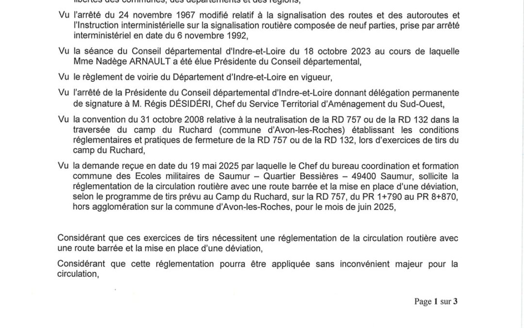 Arrêté de circulation Camp du Ruchard