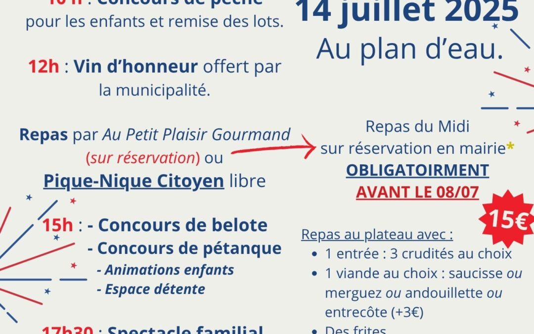 Fête du 14 juillet à l’étang de Panzoult